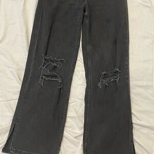 H&M black jeans kids size 14 distressed wide leg